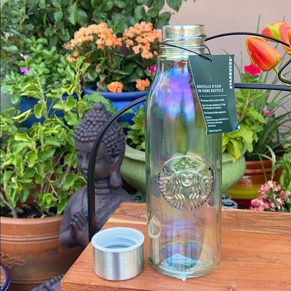 New Starbucks Recycled Glass Iridescent Water Bottle - Picture 3 of 15